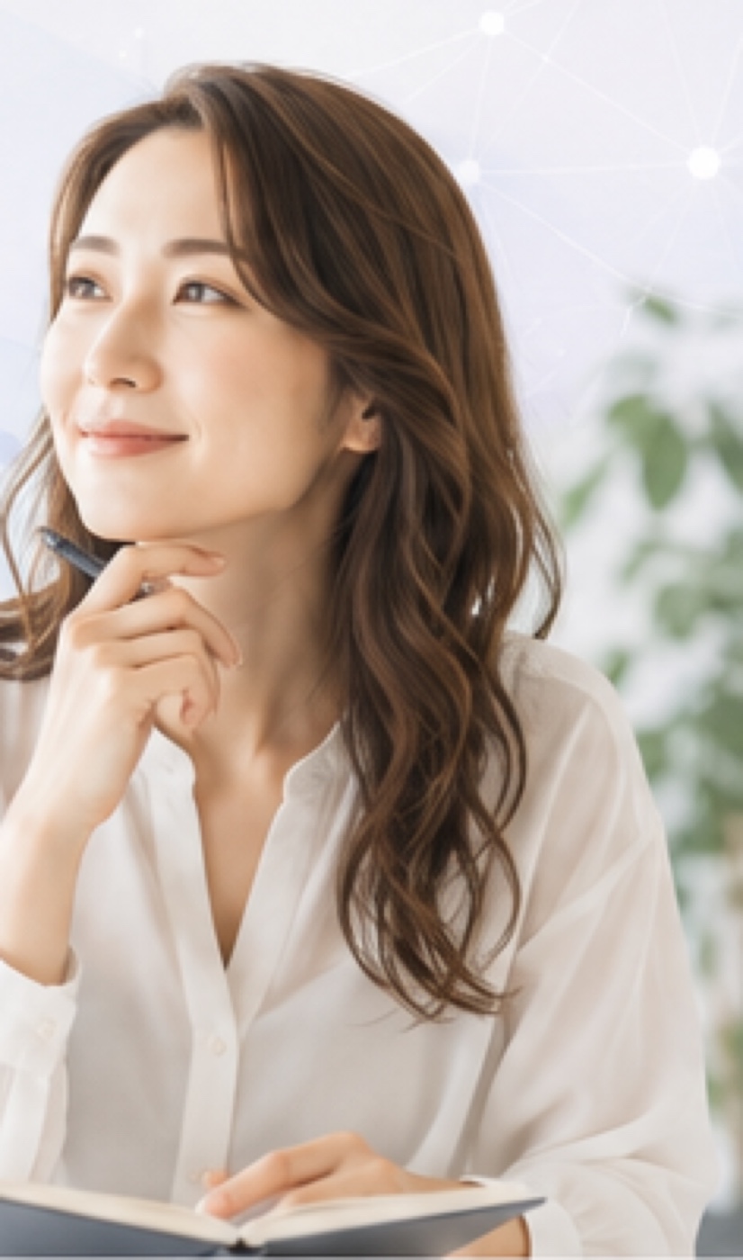 ノートを開きながらAI活用の進め方を考える女性のイメージ